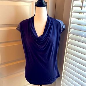 NY&C|| Navy cowl neck short sleeve top